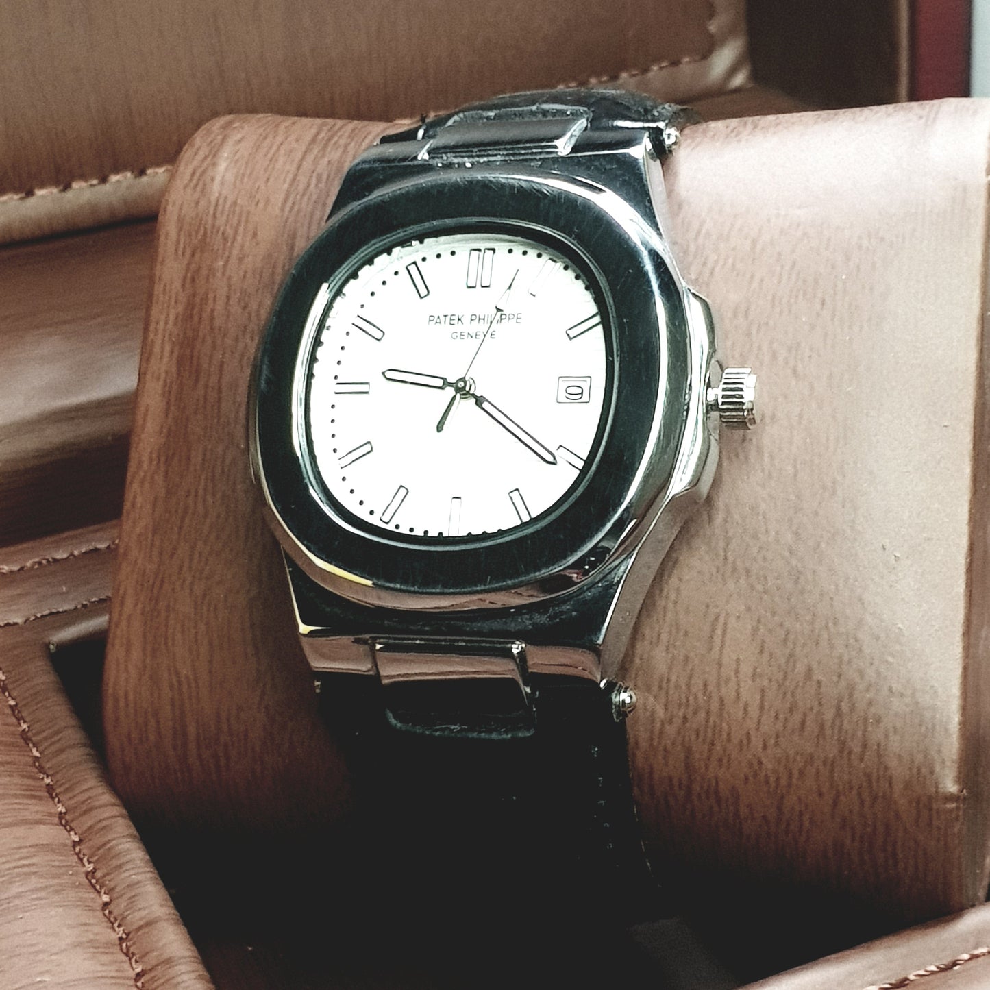 Introducing the Patek Philippe Geneve White Dial Leather Strap Watch