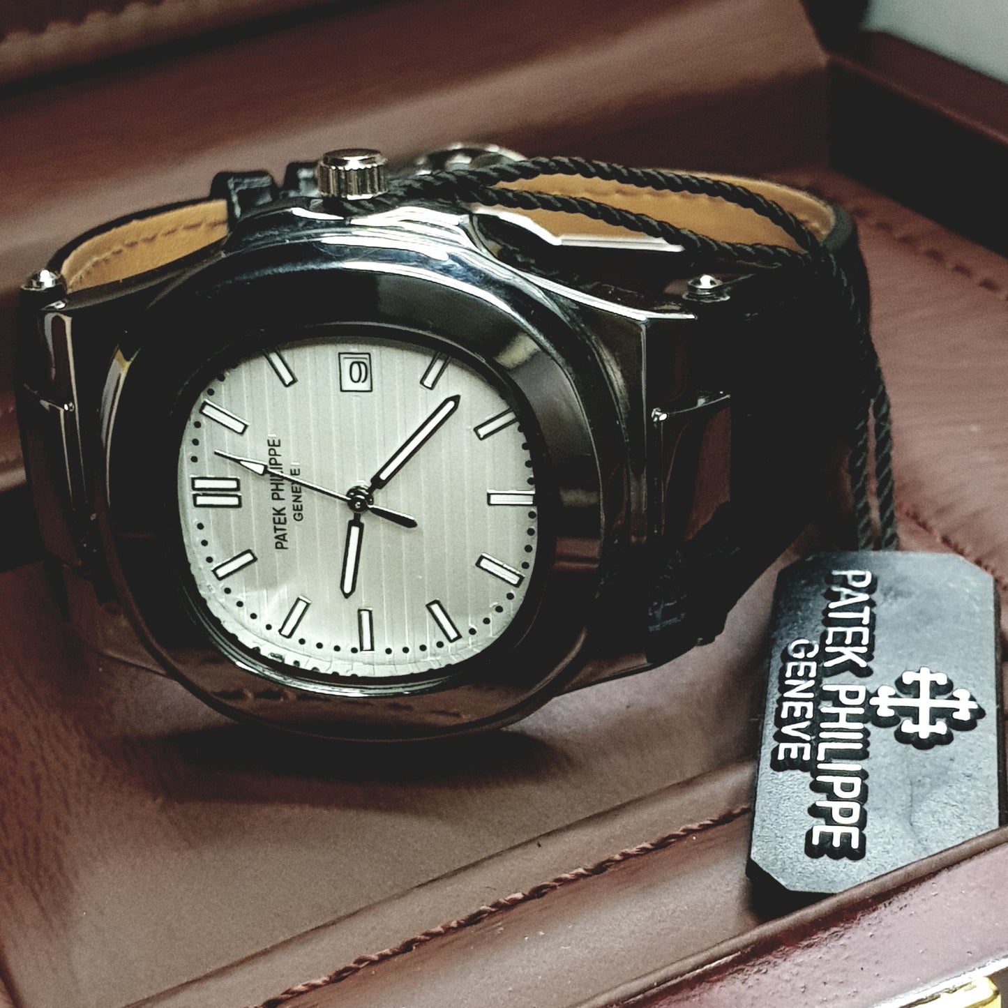 Introducing the Patek Philippe Geneve White Dial Leather Strap Watch