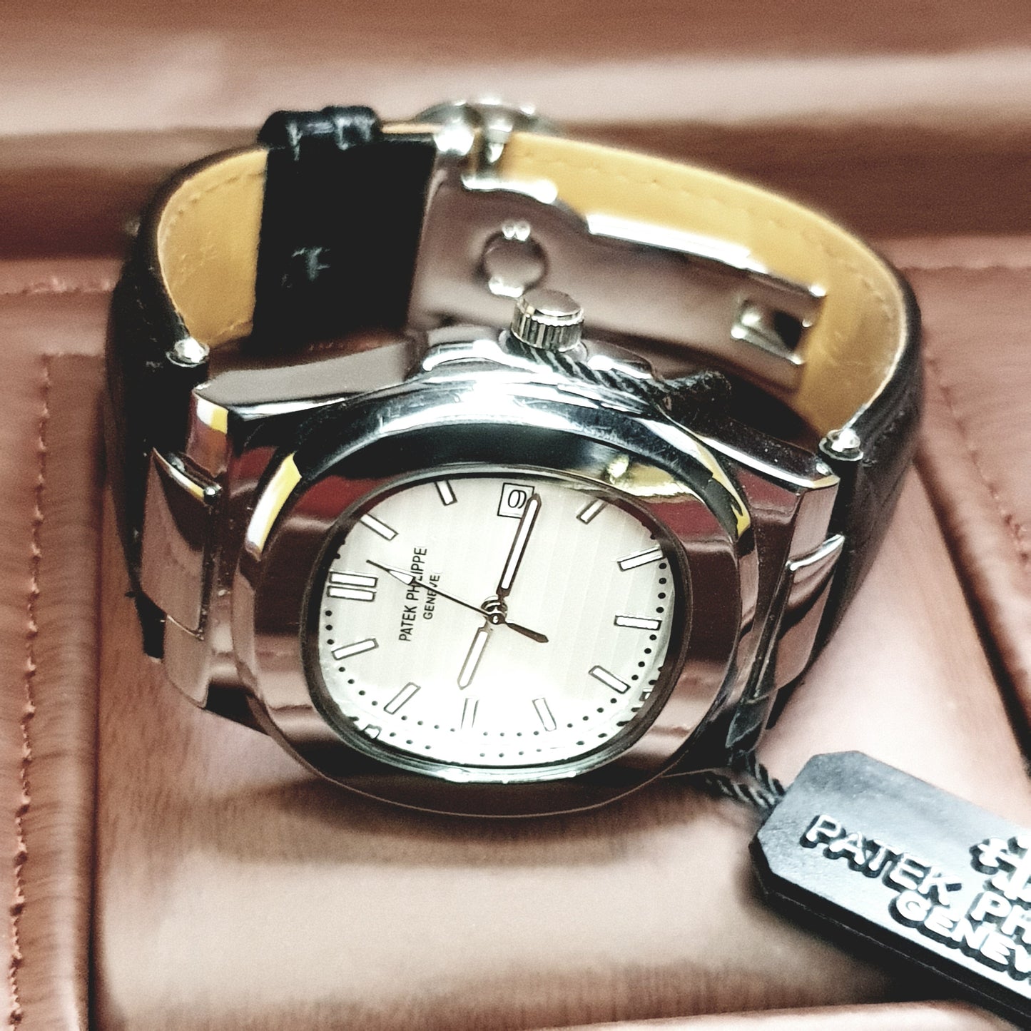 Introducing the Patek Philippe Geneve White Dial Leather Strap Watch