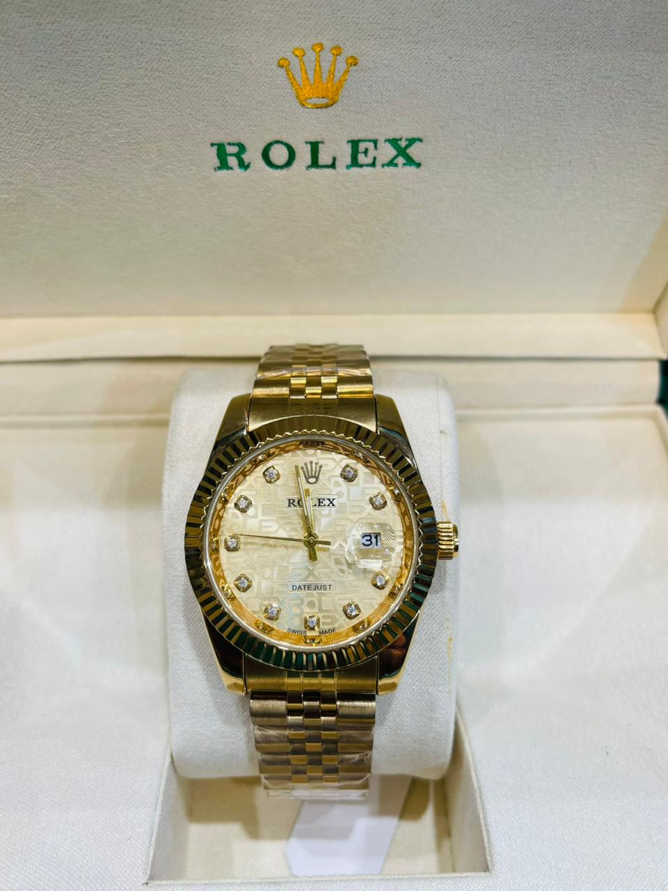 Rolex Full Golden White Dial Luxury Watch (Master Copy)