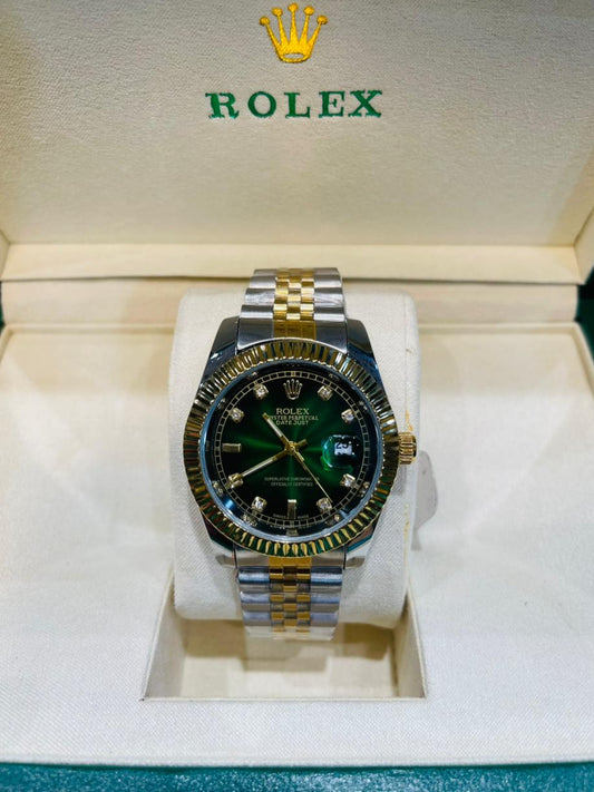 Rolex Oyster Perpetual Datejust – Green Dial Luxury Watch (Master Copy)