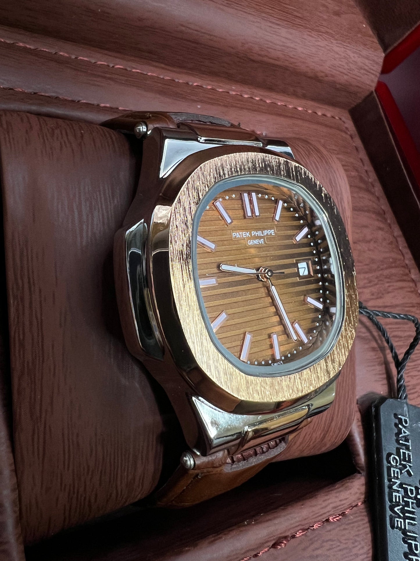 Patek Philippe Geneve Brown Leather Strap Watch Master Copy – A Timeless Symbol of Elegance and Craftsmanship