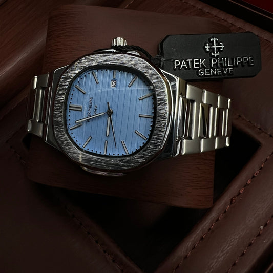 Patek Philippe Geneve Silver Matte Chain Watch – Tiffany Blue Dial