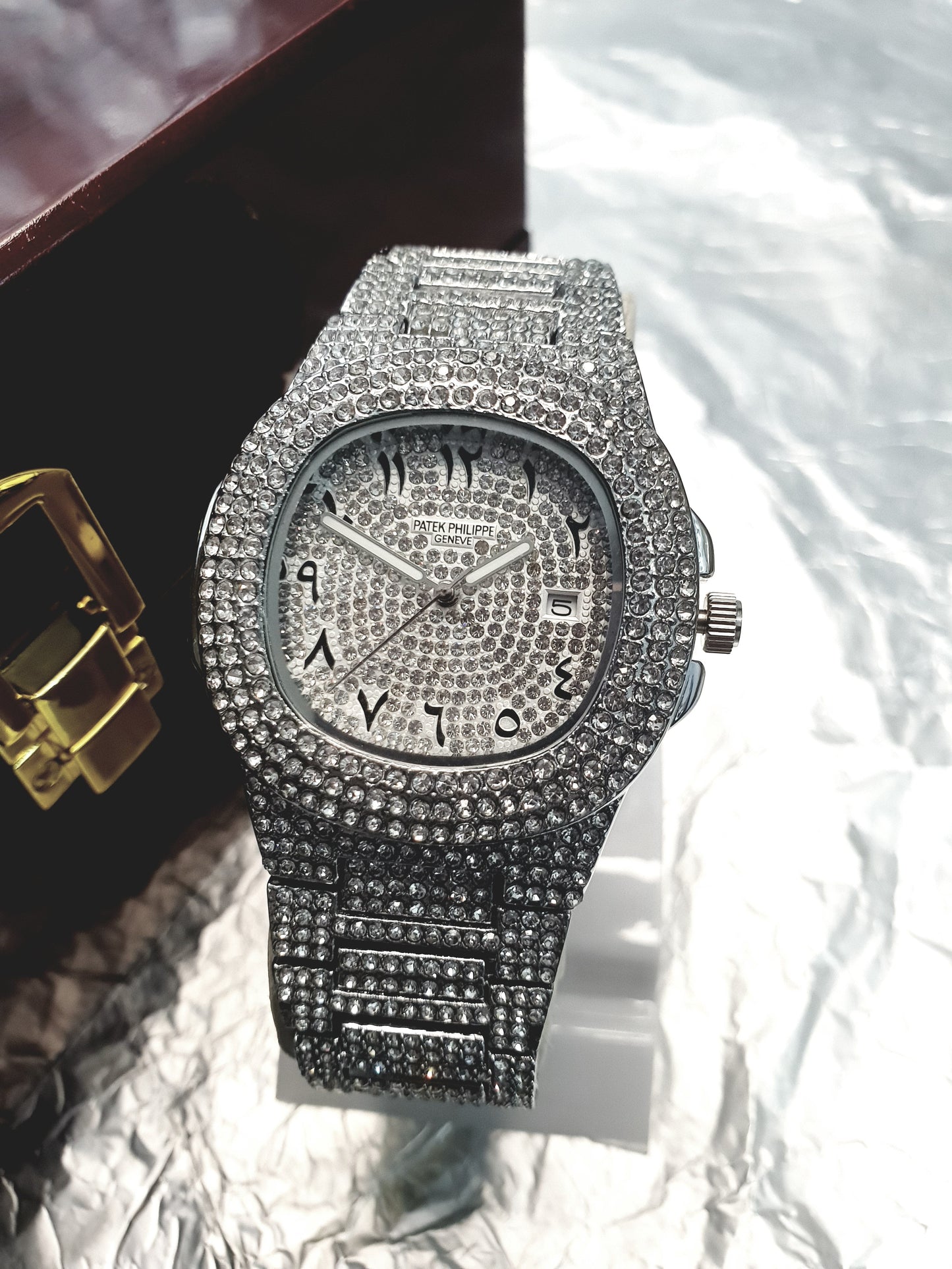 Patek Philippe Pure White Stones Watch with Urdu Numerals – A Timeless Blend of Elegance and Heritage