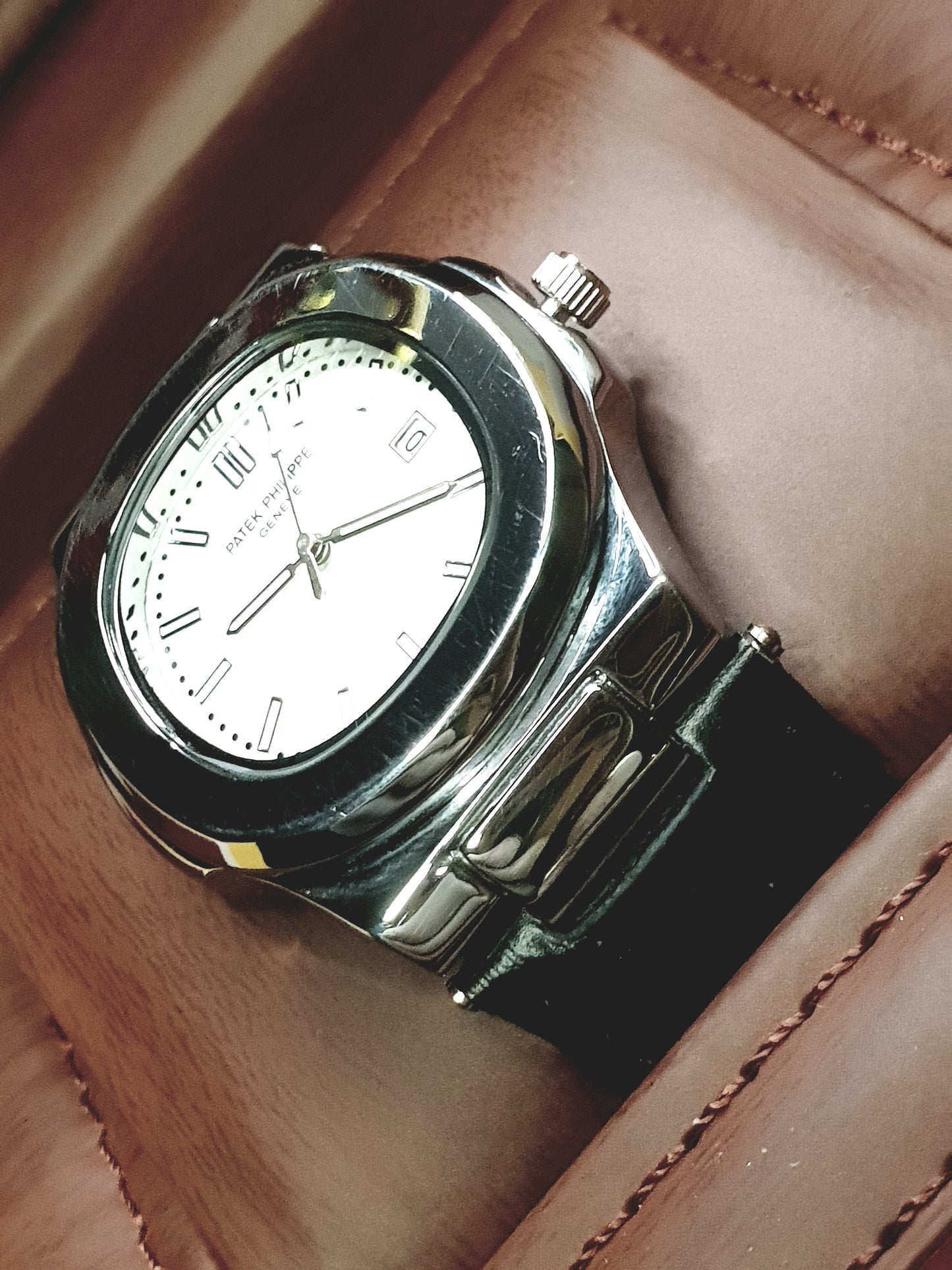 Introducing the Patek Philippe Geneve White Dial Leather Strap Watch