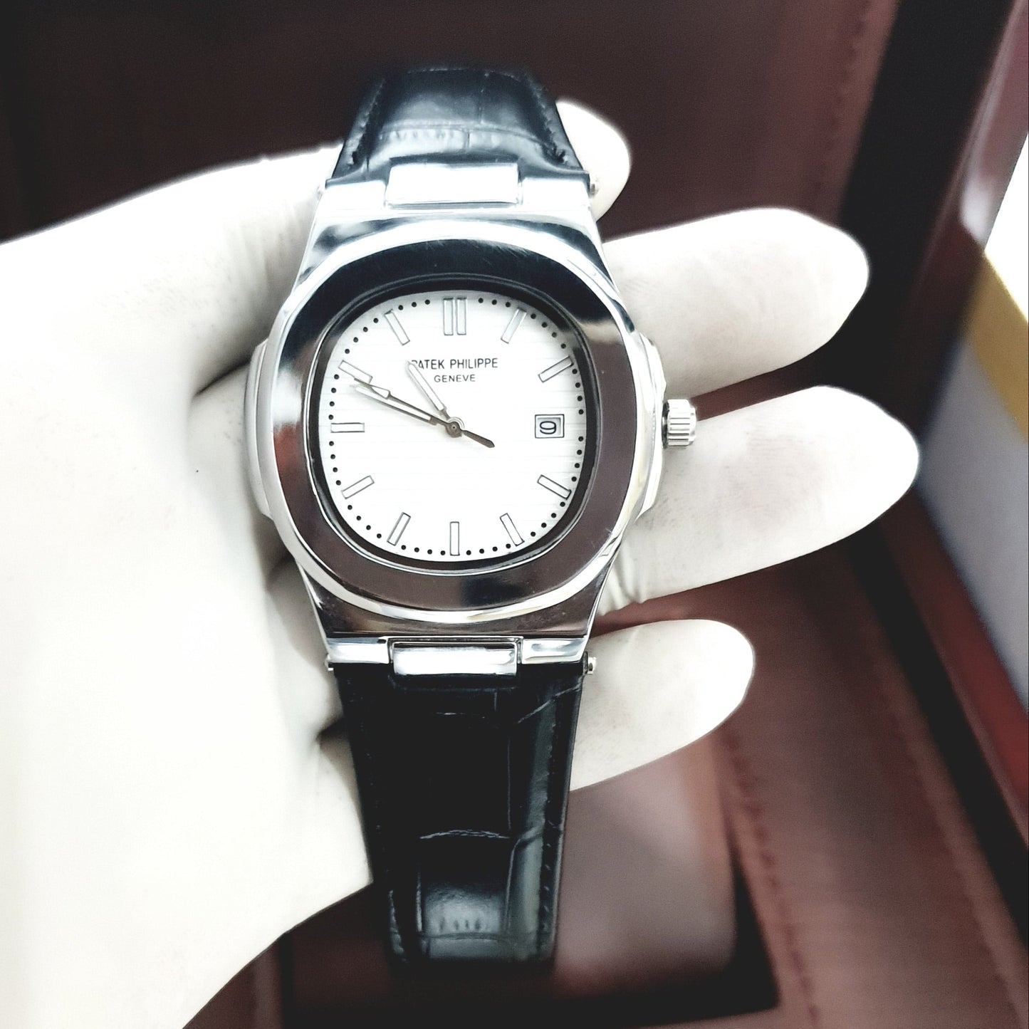 Introducing the Patek Philippe Geneve White Dial Leather Strap Watch