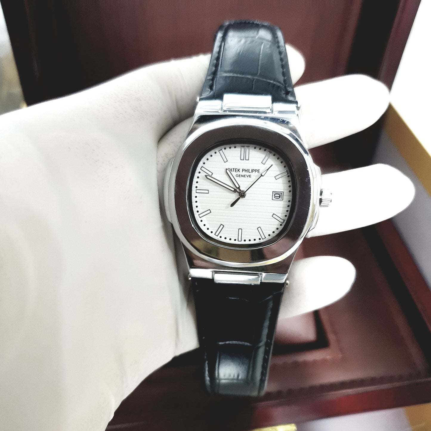 Introducing the Patek Philippe Geneve White Dial Leather Strap Watch