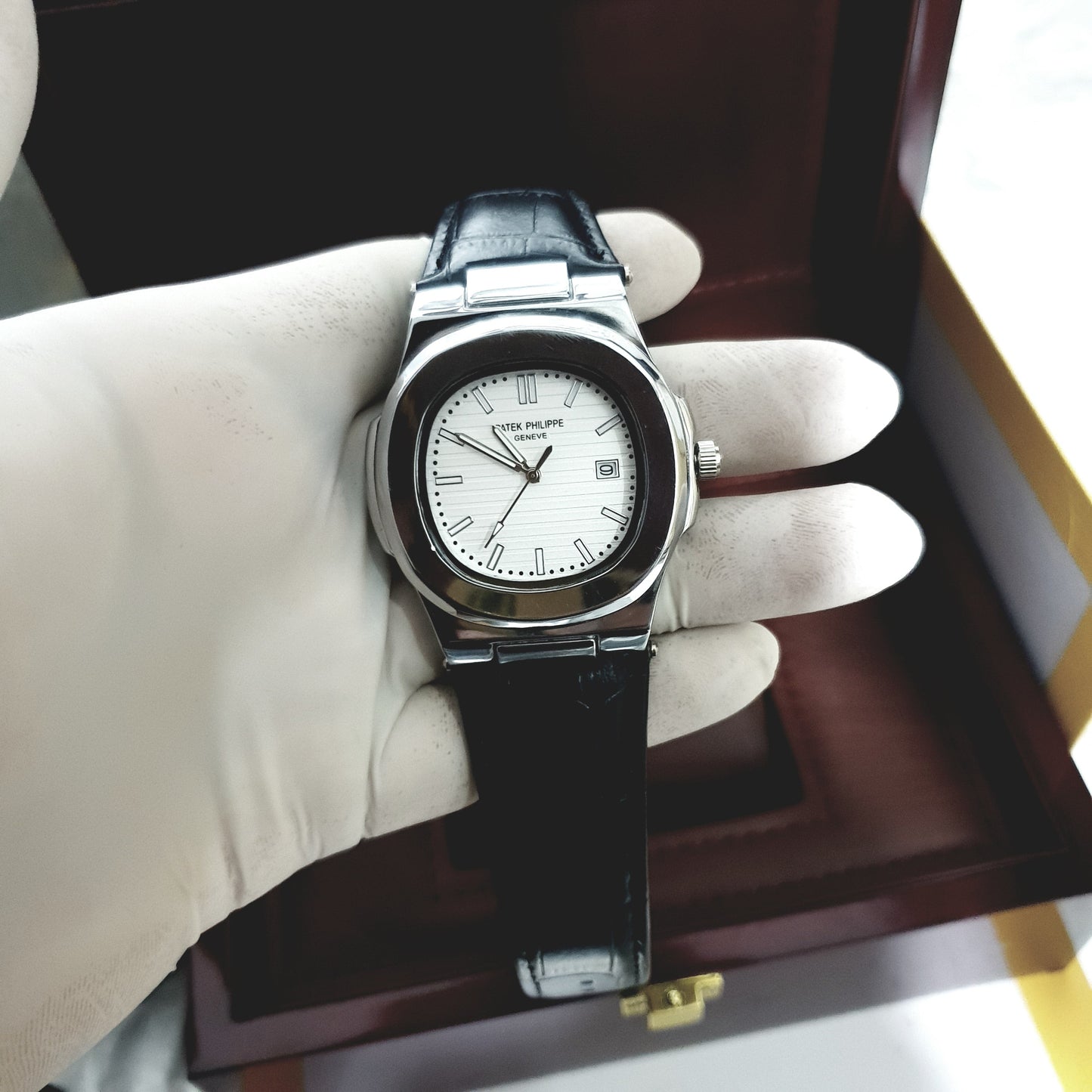 Introducing the Patek Philippe Geneve White Dial Leather Strap Watch