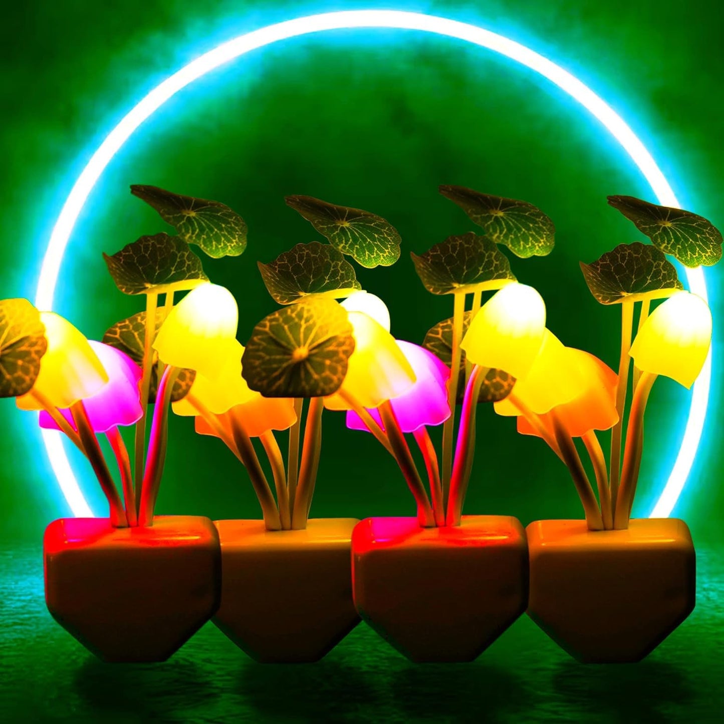 LED Night Light Mushroom Lamp With Automatic Day/Night Sensor Control