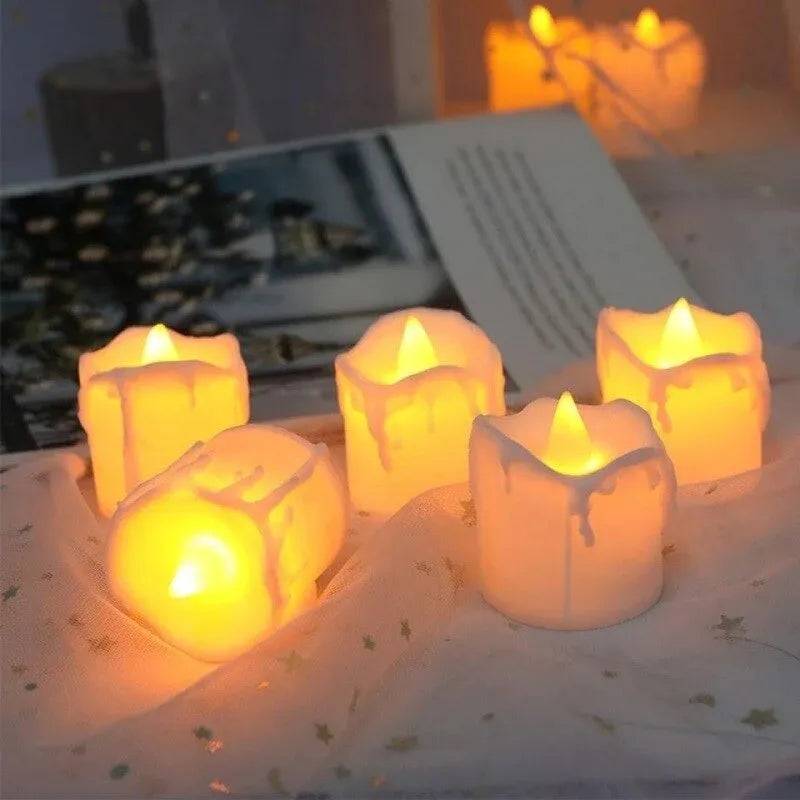 LED Candle Tea Light flameless Candles Electric in Warm White and Wave and Battery-Operating with Free Bettery Cells.