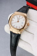 Patek Philippe Geneve Rose Gold White Dial Leather Strap Watch Master Copy
