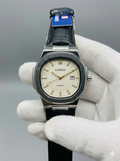 Casirui Nautilus Cream Dial Black Bezel Leather Strap Watch Master Copy