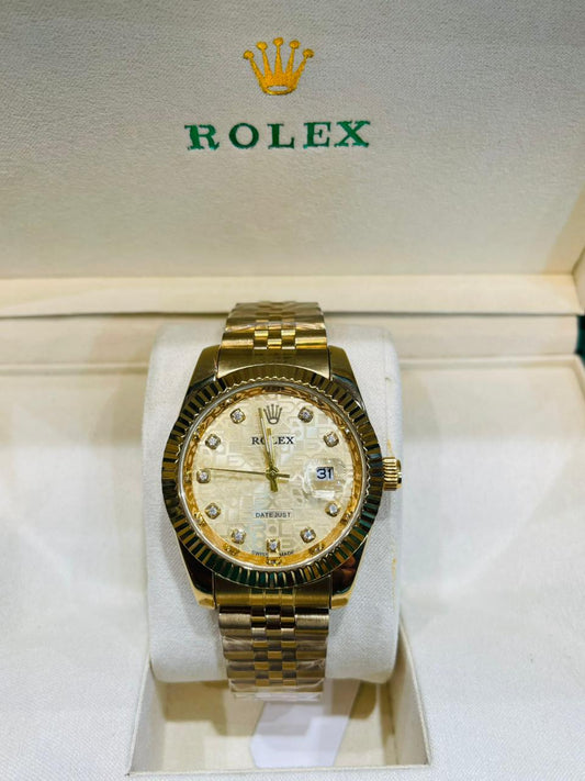 Rolex Full Golden White Dial Luxury Watch (Master Copy)