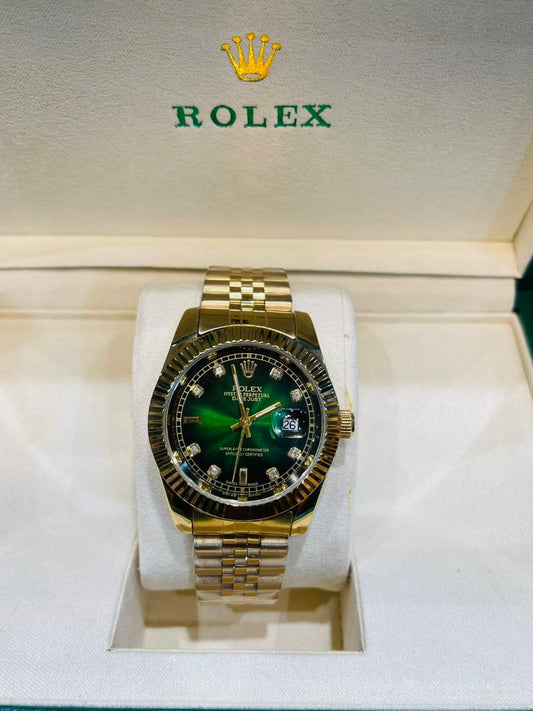 Rolex Full Golden Green Dial Luxury Watch (Master Copy)