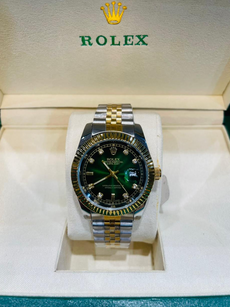 Rolex Oyster Perpetual Datejust – Green Dial Luxury Watch (Master Copy)