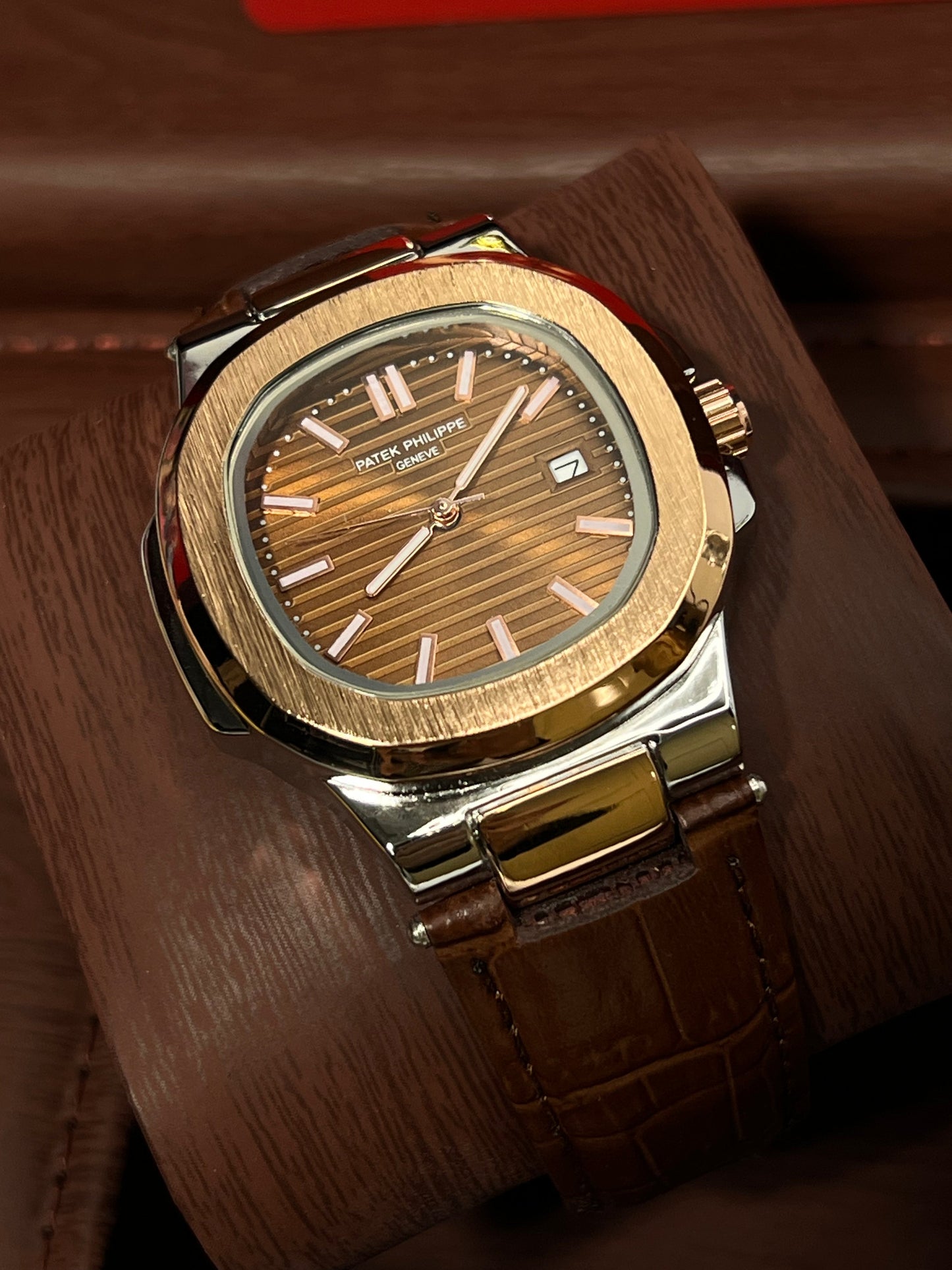 Patek Philippe Geneve Brown Leather Strap Watch Master Copy – A Timeless Symbol of Elegance and Craftsmanship