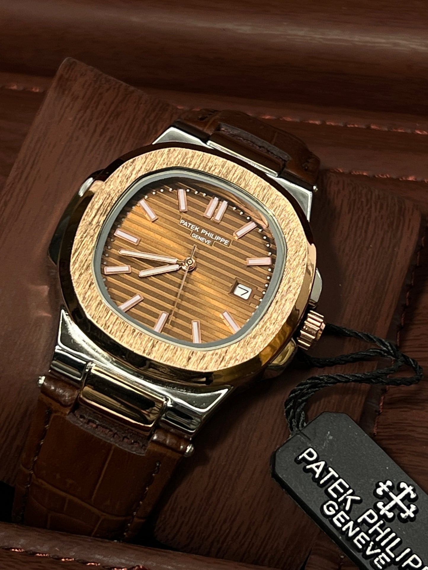 Patek Philippe Geneve Brown Leather Strap Watch Master Copy – A Timeless Symbol of Elegance and Craftsmanship