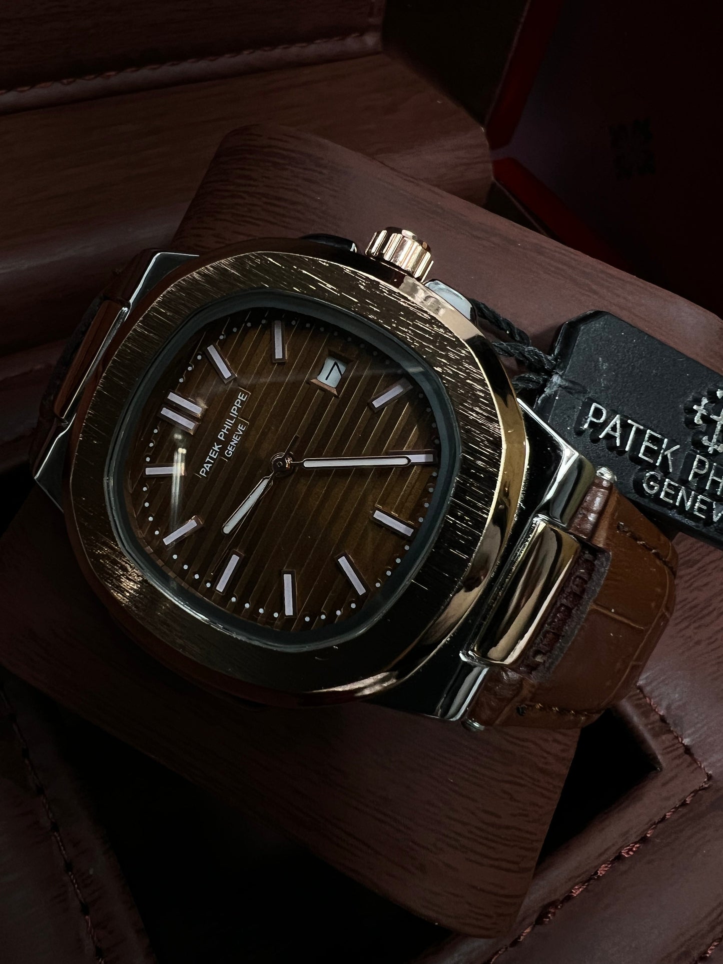 Patek Philippe Geneve Brown Leather Strap Watch Master Copy – A Timeless Symbol of Elegance and Craftsmanship