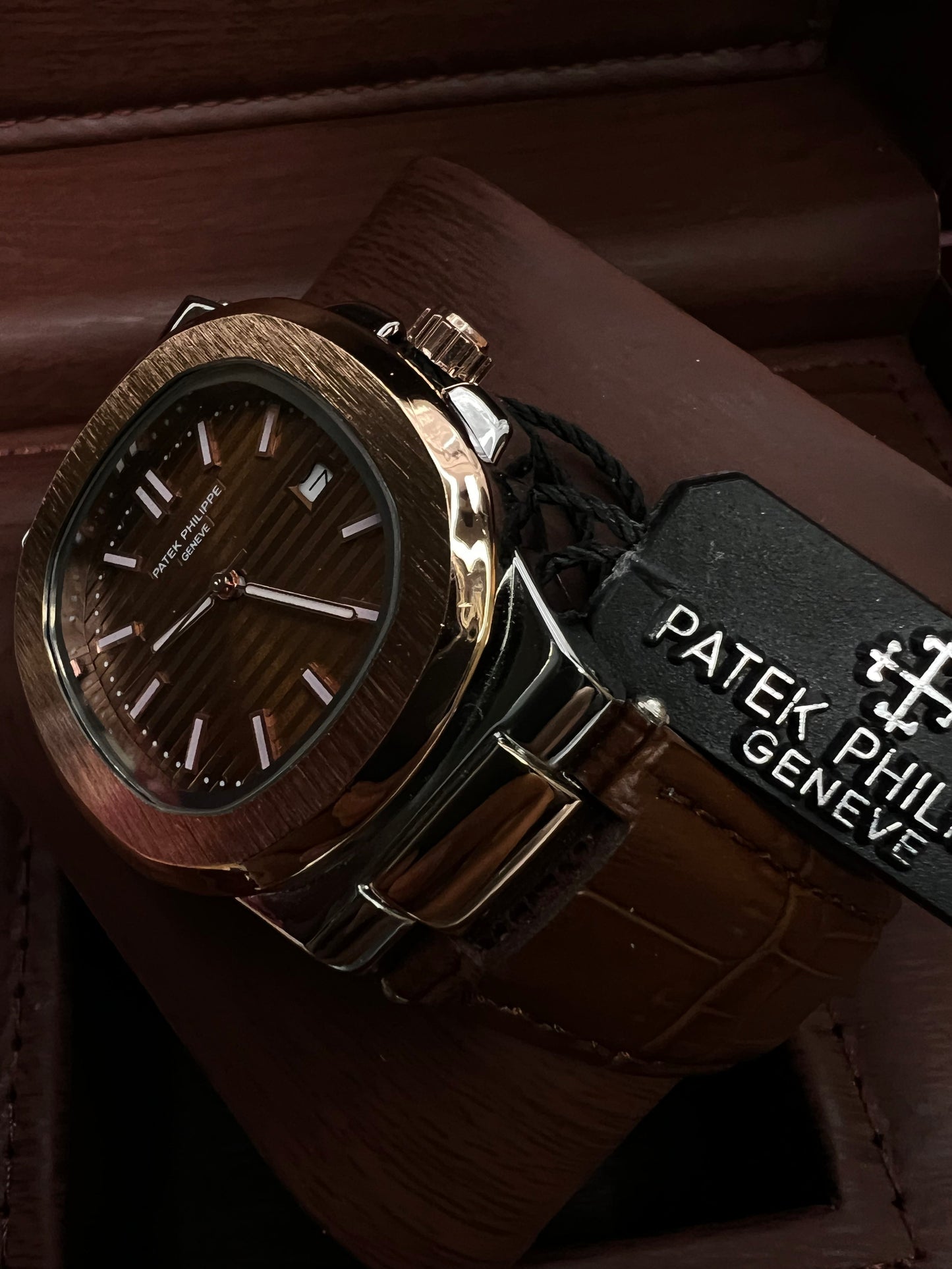 Patek Philippe Geneve Brown Leather Strap Watch Master Copy – A Timeless Symbol of Elegance and Craftsmanship