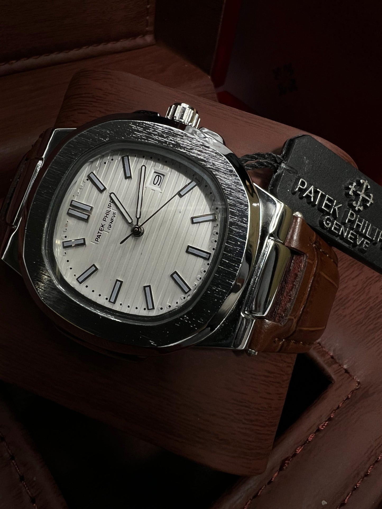 Introducing the Patek Philippe Geneve Brown Leather Strap Watch – Master Copy