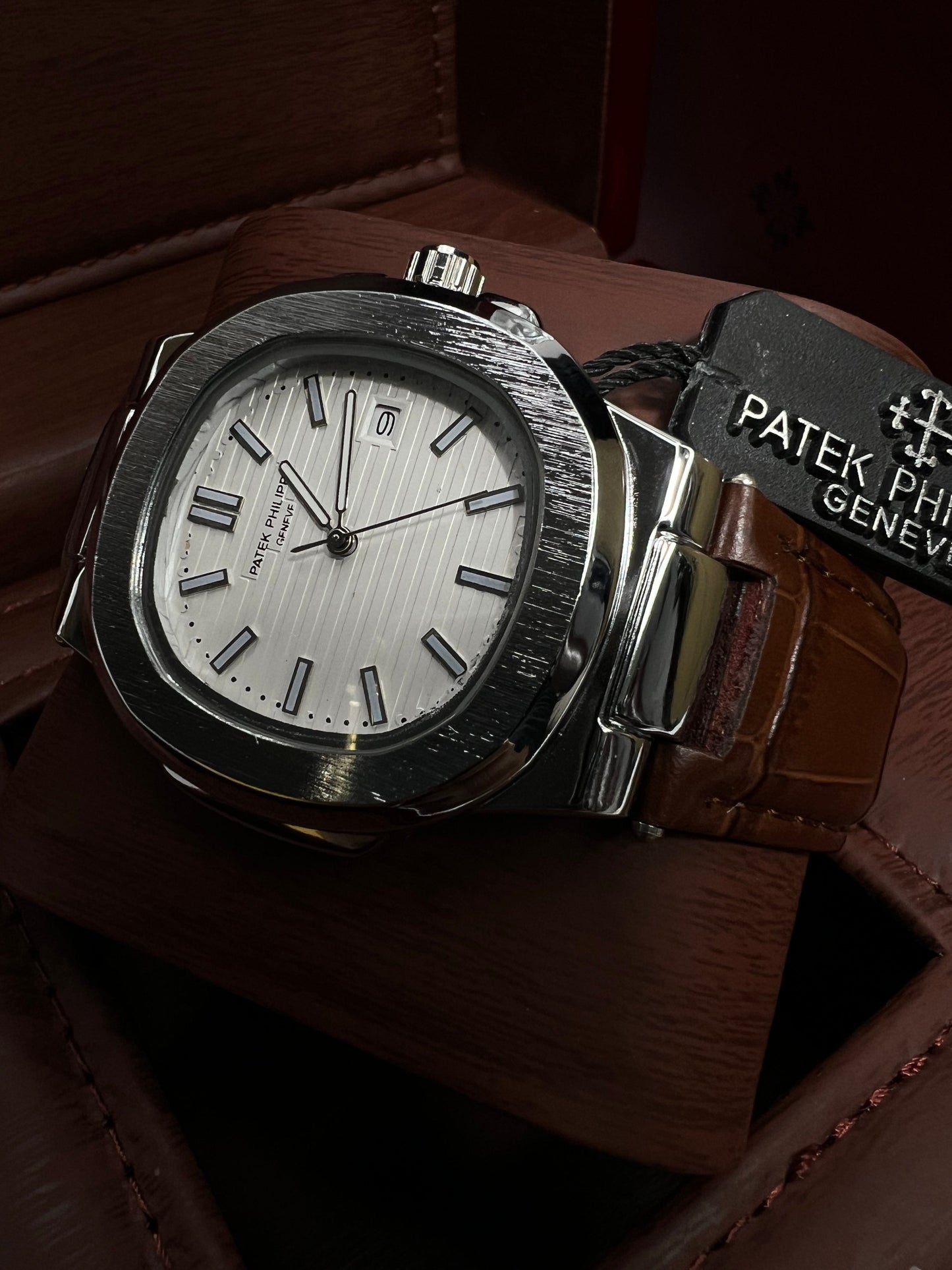 Introducing the Patek Philippe Geneve Brown Leather Strap Watch – Master Copy