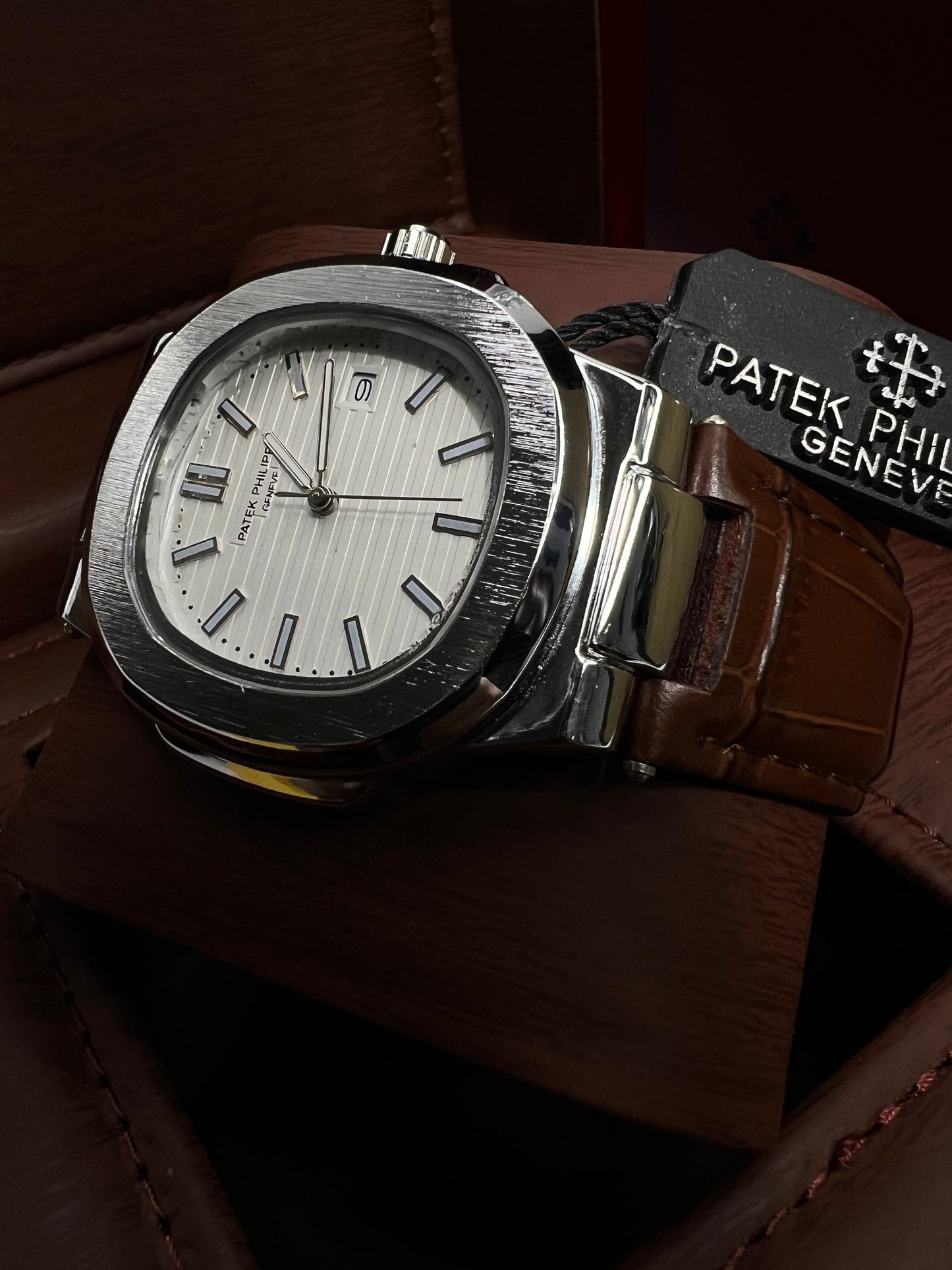 Introducing the Patek Philippe Geneve Brown Leather Strap Watch – Master Copy