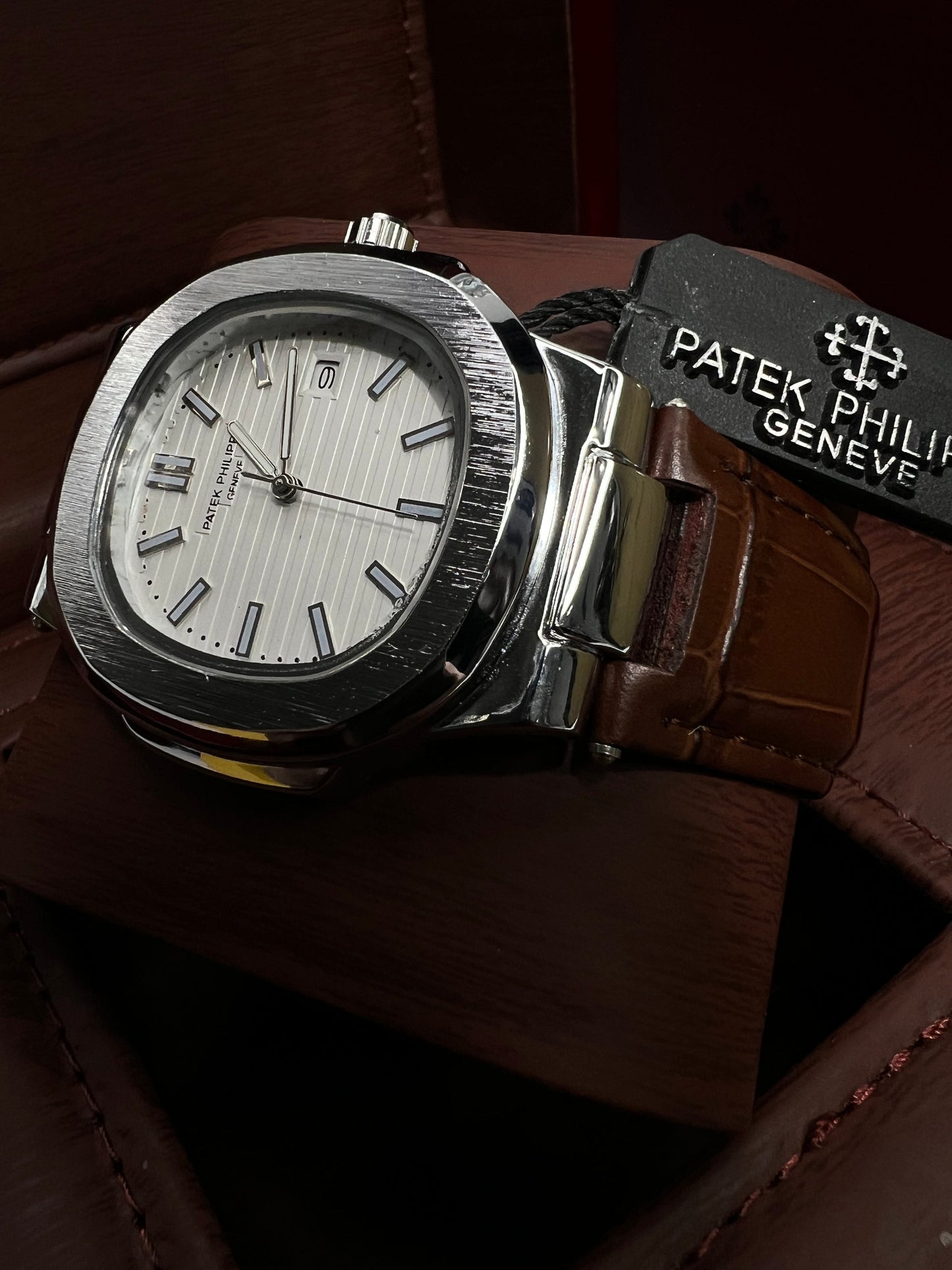 Introducing the Patek Philippe Geneve Brown Leather Strap Watch – Master Copy