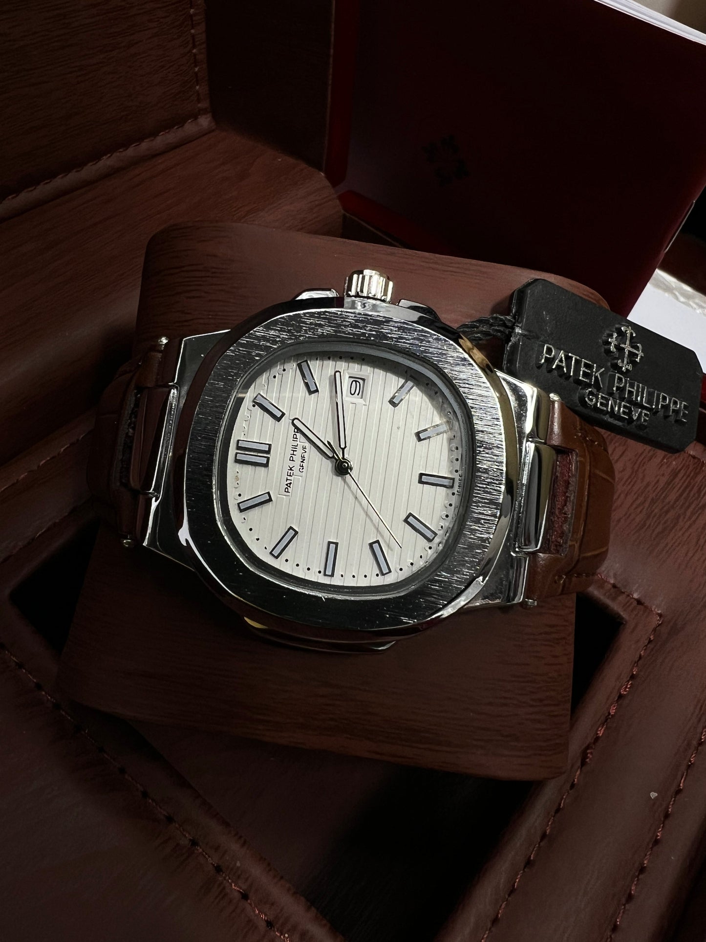 Introducing the Patek Philippe Geneve Brown Leather Strap Watch – Master Copy