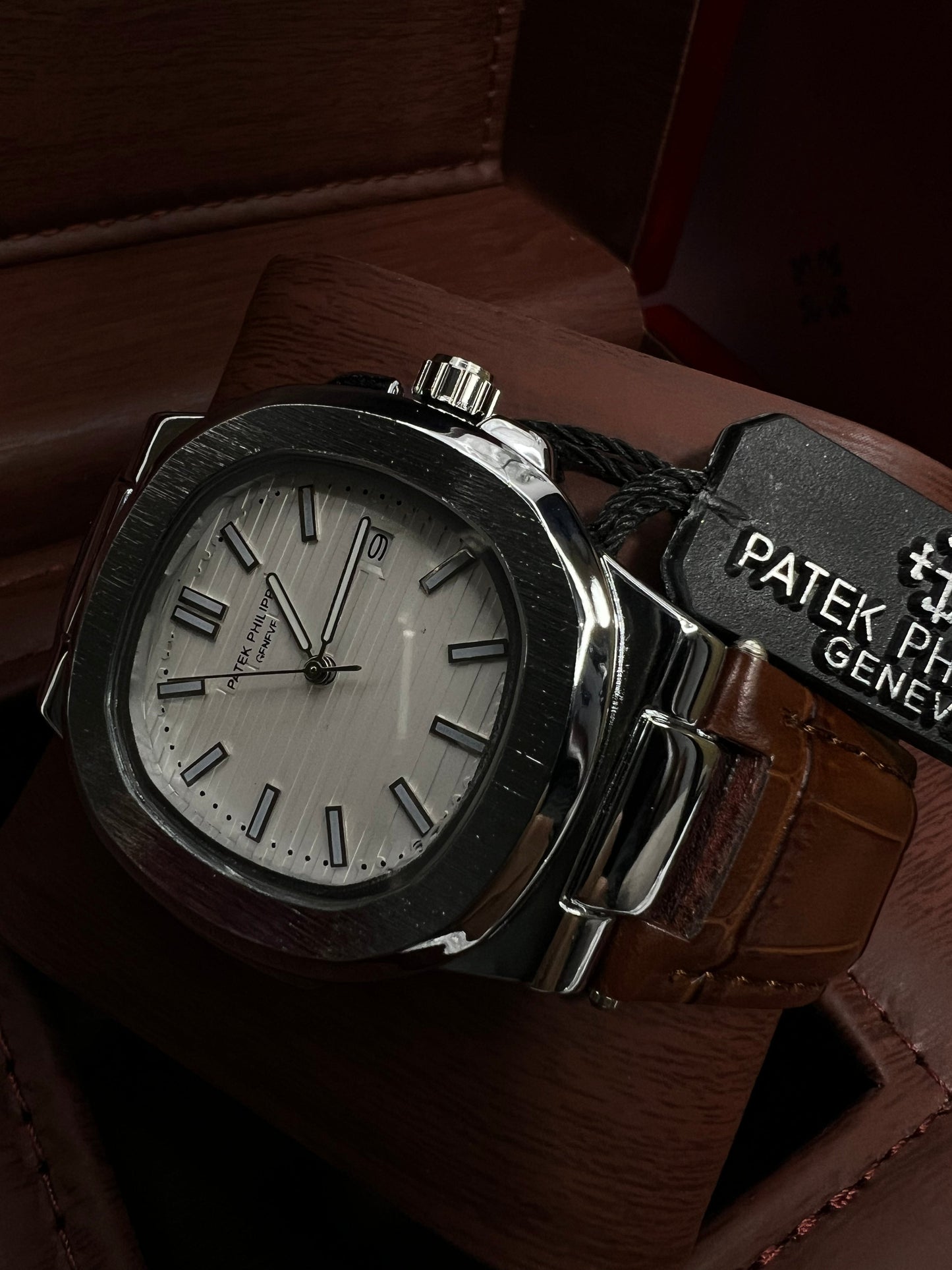 Introducing the Patek Philippe Geneve Brown Leather Strap Watch – Master Copy