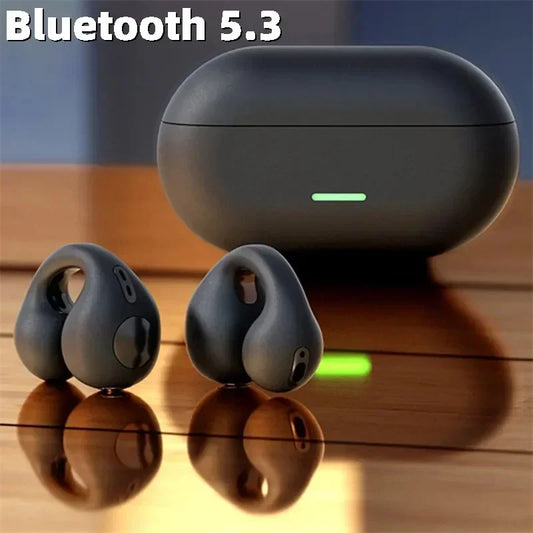 Wireless Earbuds Ear-Clip Bluetooth Headphones earphone HIFI Stereo Bass Sports Headset Bone Conduction Earphone with Mic