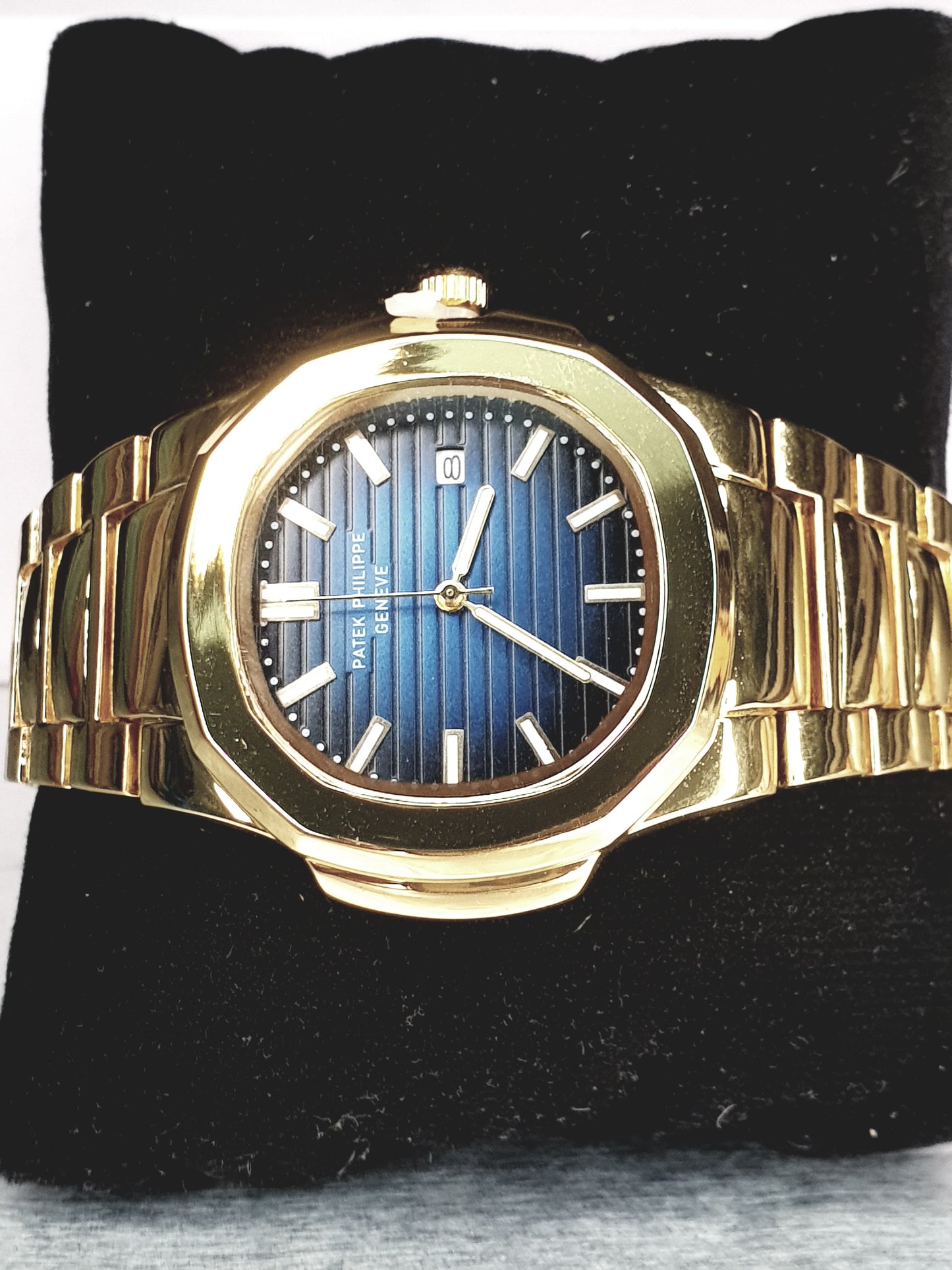 Patek Philippe Geneve Luxury Golden Chain Watch Master Copy - Blue Dial