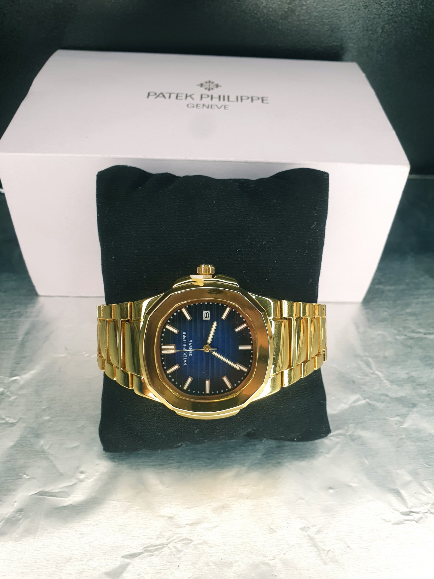 Patek Philippe Geneve Luxury Golden Chain Watch Master Copy - Blue Dial