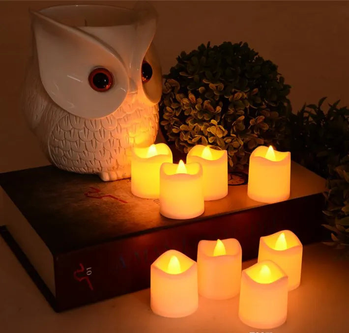 LED Candle Tea Light flameless Candles Electric in Warm White and Wave and Battery-Operating with Free Bettery Cells.